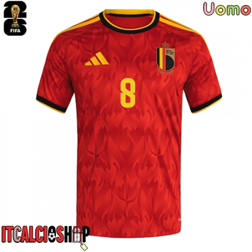 Belgio Youri Tielemans #8 Prima Maglia Mondiali 2026 Manica Corta